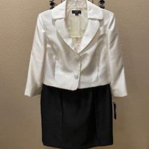 TAHARI BLACK/WHITE DRESS & JACKET SUIT SET SIZE 8P
